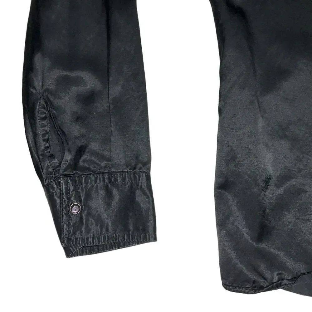 🖤 Diesel‎ Italy Satin Western Shirt | Size L | Black Luxe Rockstar Vibe
